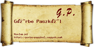 Görbe Paszkál névjegykártya
